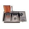 Luxury Nano Surface Kitchen Sink – Multifunctional Handmade Stainless Steel Sink with Trash Basket & Cup Washer (1000×530×230mm)