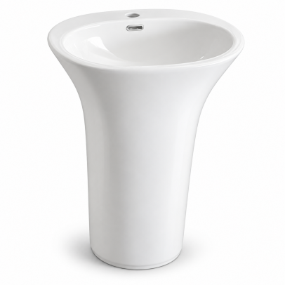 Round Freestanding Wash Basin with Flared Rim - White | Model G0018