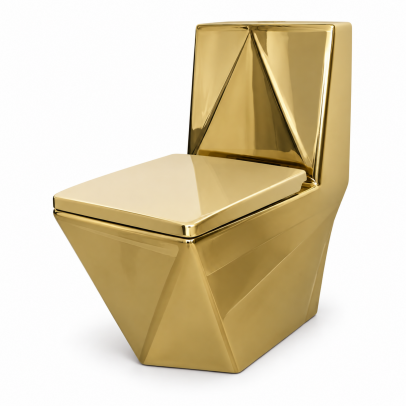 Free Standing One Piece WC – Geometric Metallic Gold | S-Trap 250 mm | Model G301GD