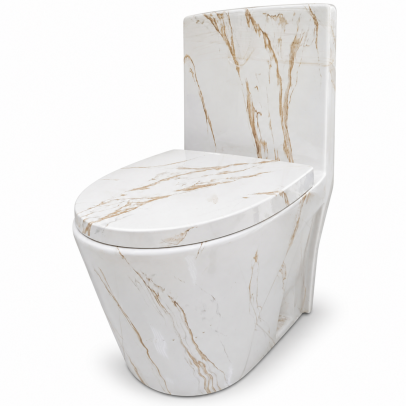 Free Standing One Piece WC – White Marble Effect | S-Trap 250 mm | Model WH-2856