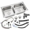 SS304 Double Bowl Kitchen Sink with Pull-Out Mixer 1000 x 480 mm - Model 909