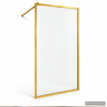 Fixed Shower Glass Panel - Matte Gold Frame - Model M-GOLD